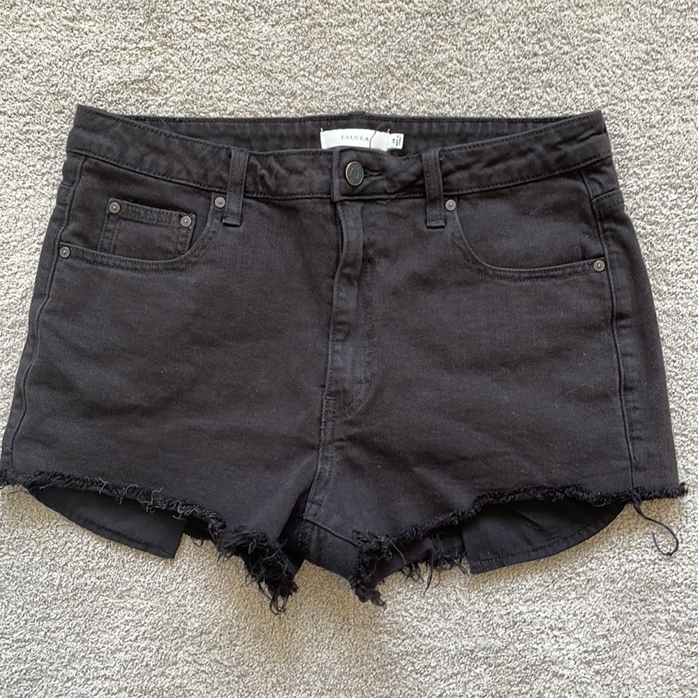 EC Talula / Aritzia High-Waisted Black Denim Shorts - Size 29